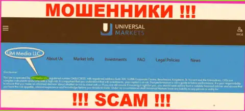 UM Media LLC - это контора, которая управляет internet мошенниками Universal Markets