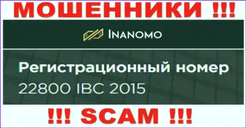 Регистрационный номер компании Inanomo Finance Ltd: 22800 IBC 2015