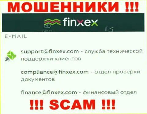 В разделе контактов интернет мошенников Finxex Com, приведен вот этот электронный адрес для обратной связи с ними