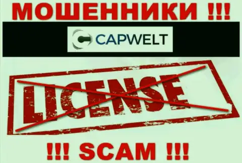 Взаимодействие с интернет-мошенниками КапВелт Ком не принесет заработка, у этих кидал даже нет лицензионного документа