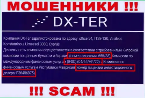 Вот этот номер лицензии предоставлен на интернет-ресурсе мошенников DX-Ter Com