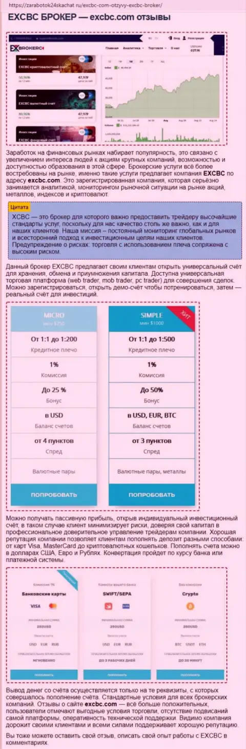 Материал о Форекс дилере EXBrokerc на интернет-сервисе Заработок24Скачарт Ру