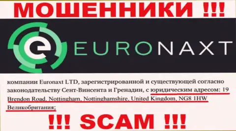 Адрес регистрации организации EuroNaxt Com у нее на сайте фейковый - это СТОПРОЦЕНТНО МОШЕННИКИ !!!