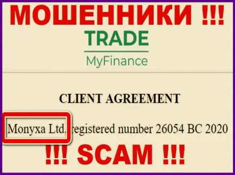 Вы не убережете свои финансовые активы взаимодействуя с конторой Trade My Finance, даже в том случае если у них есть юридическое лицо Monyxa Ltd