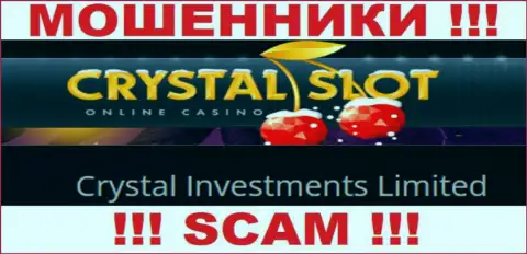 Компания, владеющая лохотронщиками CrystalSlot - это Crystal Investments Limited