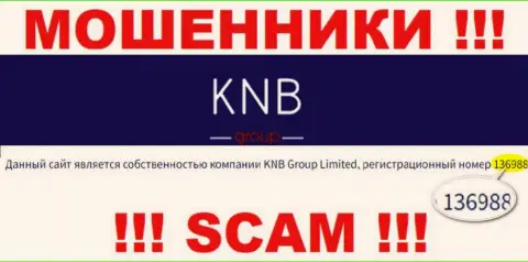 Номер регистрации компании, которая управляет KNB-Group Net - 136988