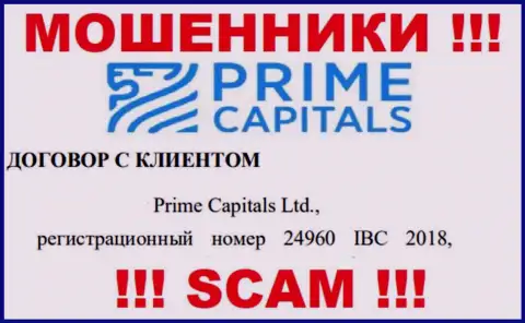 Prime Capitals Ltd - это организация, которая владеет мошенниками Prime-Capitals Com