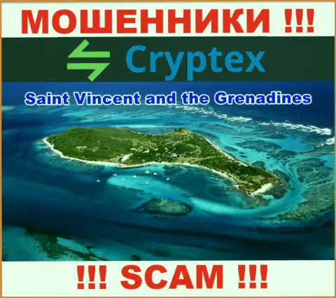 Из компании Криптекс Нет денежные вложения вернуть нереально, они имеют оффшорную регистрацию: Saint Vincent and Grenadines