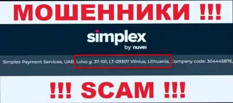 На онлайн-ресурсе конторы Simplex Payment Service Limited предложен левый юридический адрес - это ВОРЫ !!!