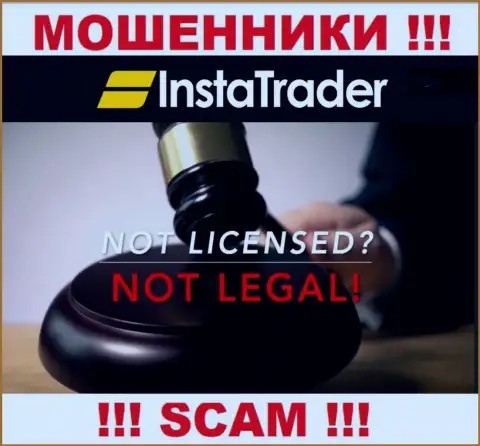 У мошенников InstaTrader Net на информационном ресурсе не предложен номер лицензии на осуществление деятельности организации !!! Будьте крайне бдительны