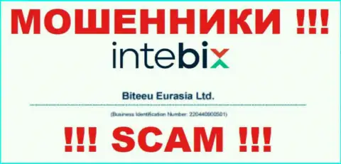 Как представлено на официальном веб-сайте воров Intebix Kz: 220440900501 - это их рег. номер