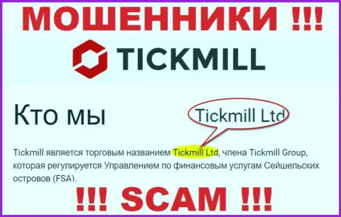 Остерегайтесь internet жуликов Тикмилл - наличие информации о юридическом лице Tickmill Ltd не сделает их честными