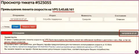 Хостинг-провайдер уведомил, что VPS сервера, где хостился web-портал Forex-Brokers.Pro урезан в скорости