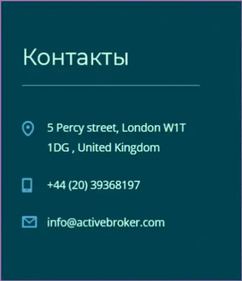 Адрес головного офиса форекс дилера АктивБрокер Ком, приведенный на официальном сайте этого Форекс брокера